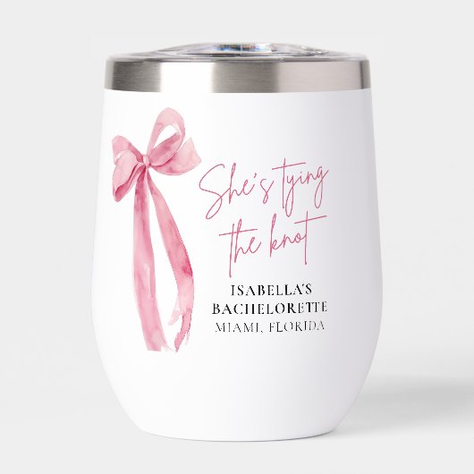Blush Pink Bow Ze is Tying the Knot Bachelorette (Voorkant)