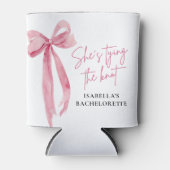 Blush Pink Bow Ze is Tying the Knot Bachelorette Blikjeskoeler (Voorkant)