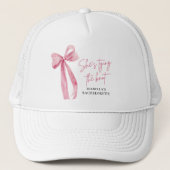 Blush Pink Bow Ze is Tying the Knot Bachelorette Trucker Pet (Voorkant)
