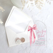 Blush Pink Bow Ze is Tying the Knot Vrijgezellenfe Acryl Uitnodigingen