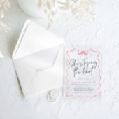 Blush Pink Bow Ze is Tying the Knot Vrijgezellenfe Acryl Uitnodigingen