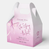 Blush Pink Bow Ze is Tying the Knot Vrijgezellenfe Bedankdoosjes (Voorkant)