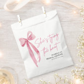 Blush Pink Bow Ze is Tying the Knot Vrijgezellenfe Bedankzakje (Geknipt)