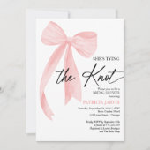 Blush Pink Bow Ze is Tying the Knot Vrijgezellenfe Kaart (Voorkant)