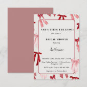 Blush Pink Bow Ze is Tying the Knot Vrijgezellenfe Kaart (Voorkant / Achterkant)