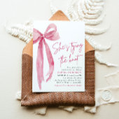 Blush Pink Bow Ze is Tying the Knot Vrijgezellenfe Kaart