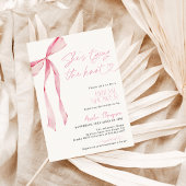 Blush Pink Bow Ze is Tying the Knot Vrijgezellenfe Kaart