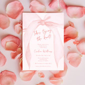 Blush Pink Bow Ze is Tying the Knot Vrijgezellenfe Kaart