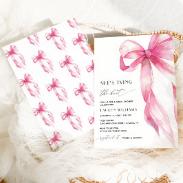 Blush Pink Bow Ze is Tying the Knot Vrijgezellenfe Kaart