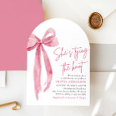 Blush Pink Bow Ze is Tying the Knot Vrijgezellenfe Kaart
