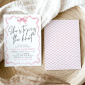 Blush Pink Bow Ze is Tying the Knot Vrijgezellenfe Kaart