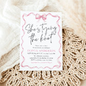 Blush Pink Bow Ze is Tying the Knot Vrijgezellenfe Kaart