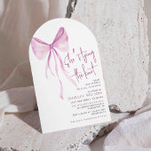 Blush Pink Bow Ze is Tying the Knot Vrijgezellenfe Kaart