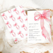 Blush Pink Bow Ze is Tying the Knot Vrijgezellenfe Kaart
