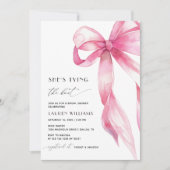 Blush Pink Bow Ze is Tying the Knot Vrijgezellenfe Kaart (Voorkant)