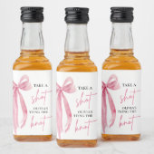 Blush Pink Bow Ze is Tying the Knot Vrijgezellenfe Likeurfles Etiket (Flessen)