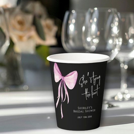 Blush Pink Bow Ze is Tying the Knot Vrijgezellenfe Papieren Bekers