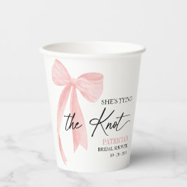 Blush Pink Bow Ze is Tying the Knot Vrijgezellenfe Papieren Bekers