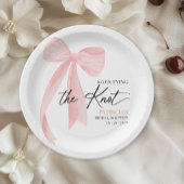 Blush Pink Bow Ze is Tying the Knot Vrijgezellenfe Papieren Bordje