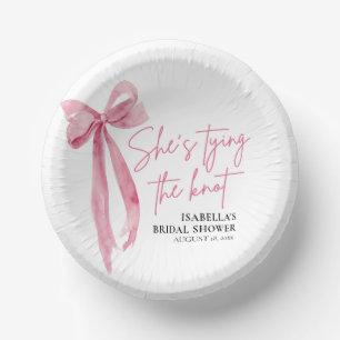 Blush Pink Bow Ze is Tying the Knot Vrijgezellenfe Papieren Kommen