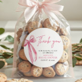 Blush Pink Bow Ze is Tying the Knot Vrijgezellenfe Ronde Sticker