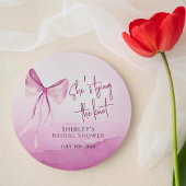 Blush Pink Bow Ze is Tying the Knot Vrijgezellenfe Ronde Sticker