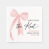 Blush Pink Bow Ze is Tying the Knot Vrijgezellenfe Servet (Voorkant)