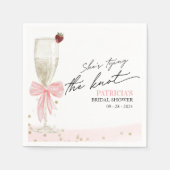 Blush Pink Bow Ze is Tying the Knot Vrijgezellenfe Servet (Voorkant)