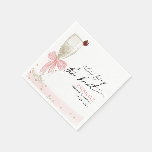 Blush Pink Bow Ze is Tying the Knot Vrijgezellenfe Servet (Hoek)