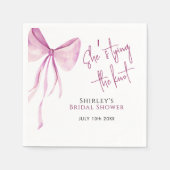 Blush Pink Bow Ze is Tying the Knot Vrijgezellenfe Servet (Voorkant)