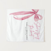 Blush Pink Bow Ze is Tying the Knot Vrijgezellenfe Wandkleed (Voorkant (horizontaal))