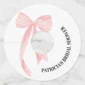 Blush Pink Bow Ze is Tying the Knot Vrijgezellenfe Wijnglaslabel (Voorkant)