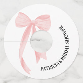 Blush Pink Bow Ze is Tying the Knot Vrijgezellenfe Wijnglaslabel