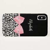 Blush Pink Bow Zwart Wit Leopard Print Patroon Case-Mate iPhone Case (Achterkant (horizontaal))
