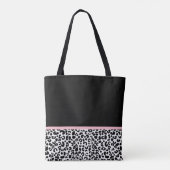 Blush Pink Bow Zwart Wit Leopard Print Patroon Tote Bag (Achterkant)