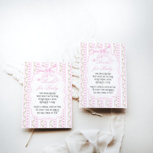 Blush Pink Bows Floral Elegant Baby shower Boek Informatiekaartje