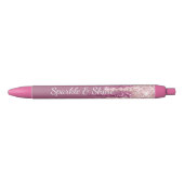 Blush Pink Boysenberry Glitter Ice Cream Drips Zwarte Inkt Pen (Voorkant)