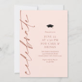Blush Pink & Brass Calligrafie 2 Foto's Afstuderen Kaart (Achterkant)
