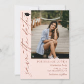 Blush Pink & Brass kalligrafie Afstuderen Save The Date (Voorkant)