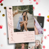 Blush Pink & Brass kalligrafie Afstuderen Save The Date