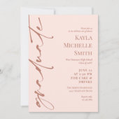 Blush Pink Brass Typografie Graduation Party Kaart (Voorkant)