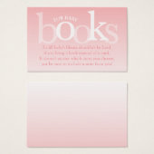 Blush Pink Breng een Boek Baby shower Kaart (Voorkant /achterkant)