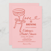 Blush Pink Bridal Shower Love Is Brewing Theme Kaart (Voorkant / Achterkant)