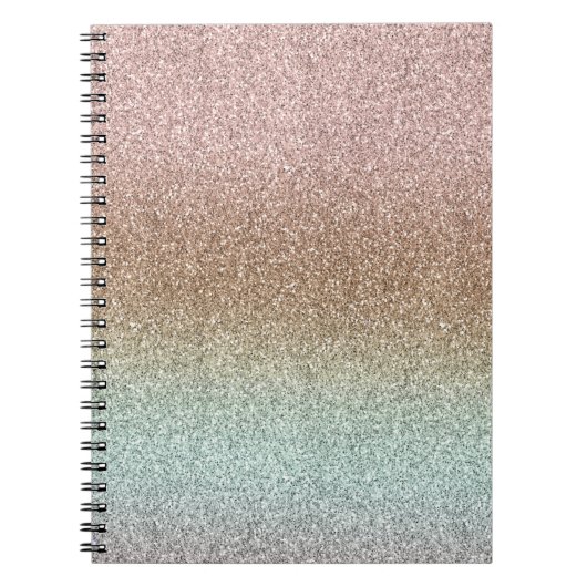 Blush Pink Bronze Mint Sparkle Glitter Notitieboek (Voorkant)