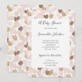 Blush Pink Brown Cream Hearts Baby Shower Kaart (Voorkant / Achterkant)