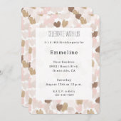 Blush Pink Brown Cream Hearts Birthday Kaart (Voorkant / Achterkant)