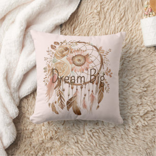 Blush Pink Brown Floral Dream Catcher Kussen