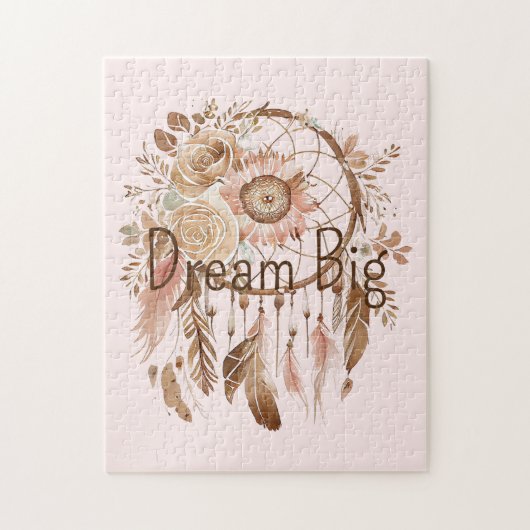 Blush Pink Brown Floral Dream Catcher Legpuzzel (Verticaal)