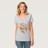 Blush Pink Brown Floral Dream Catcher T-shirt (Voorkant volledig)