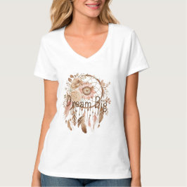 Blush Pink Brown Floral Dream Catcher T-shirt